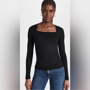 Madewell EUC Black Square Neck Long Sleeve Top Size XL Women casual activewear